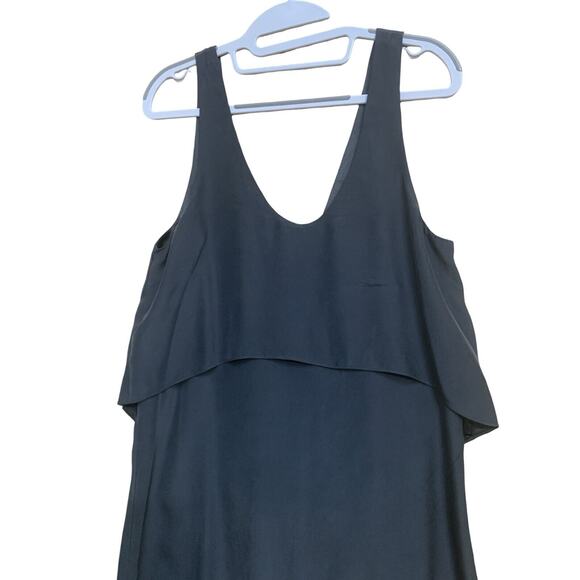 MORGAN CARPER Anthropologie Black Sateen Shift Dress with Back Ruffles Sz 6 - Picture 13 of 13